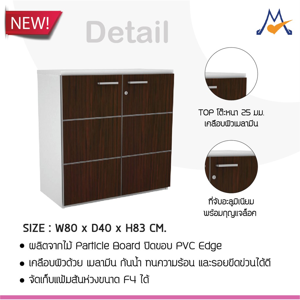 ตู้เก็บเอกสารเตี้ยสองบานเปิด รุ่น MOTION TCL-P810 / P / BCF - Image 3